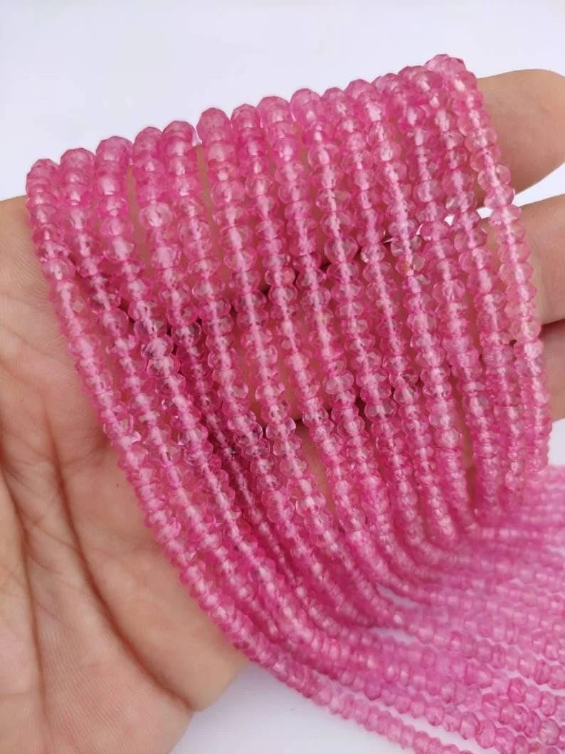 Бусины из натурального топаза, ограненные, рондель, 4-4.5 мм, нить длиной 33 см, ожерелья, браслета, фото №5