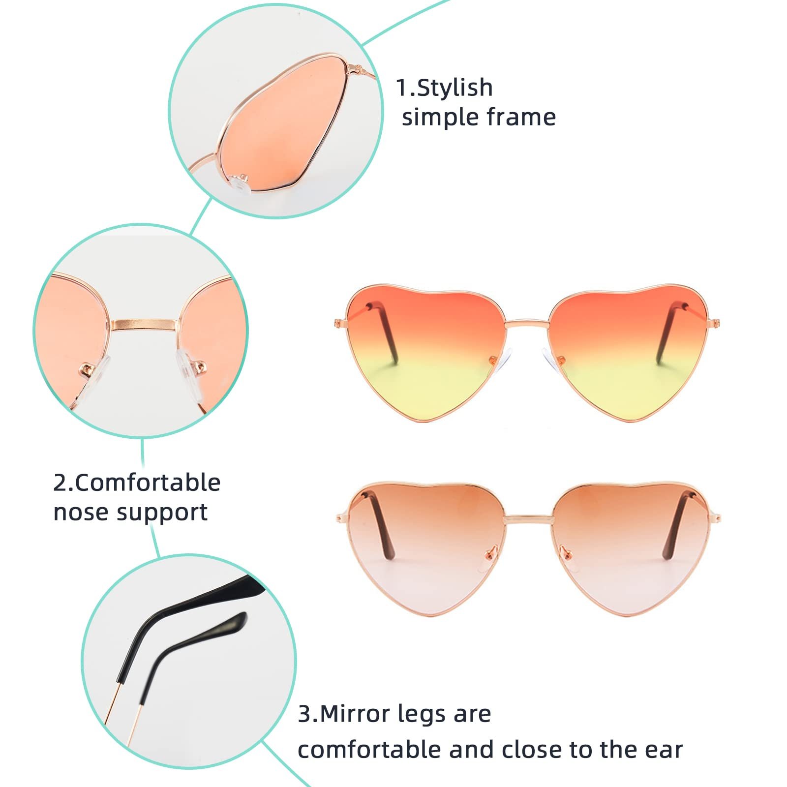 Сонцезахисні окуляри Hippie Серце Рожевий Рожеве золото Рамка, 2 шт, фото №6 Сонцезахисні окуляри Hippie Серце Рожевий Рожеве золото Рамка, 2 шт, фото №6