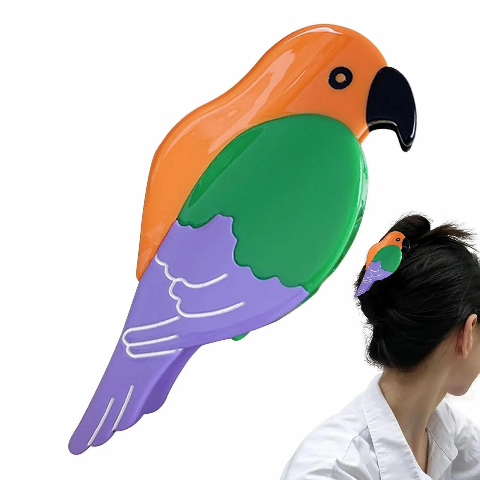 Заколка для волос Ацетат Попугай - Заколка для волос из ацетата в форме попугая, милая заколка для волос в виде птицы, аксессуары для коротких волос, тонких волос, густых волос, фото №6 Заколка для волос Ацетат Попугай - Заколка для волос из ацетата в форме попугая, милая заколка для волос в виде птицы, аксессуары для коротких волос, тонких волос, густых волос, фото №6