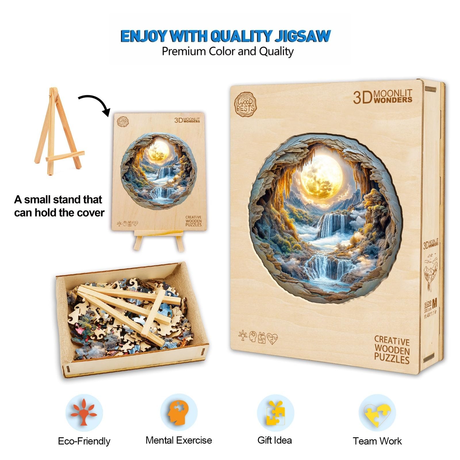 Деревянный пазл Wonders in the Moonlight 34 x 33.2 см 300 элементов, фото №3