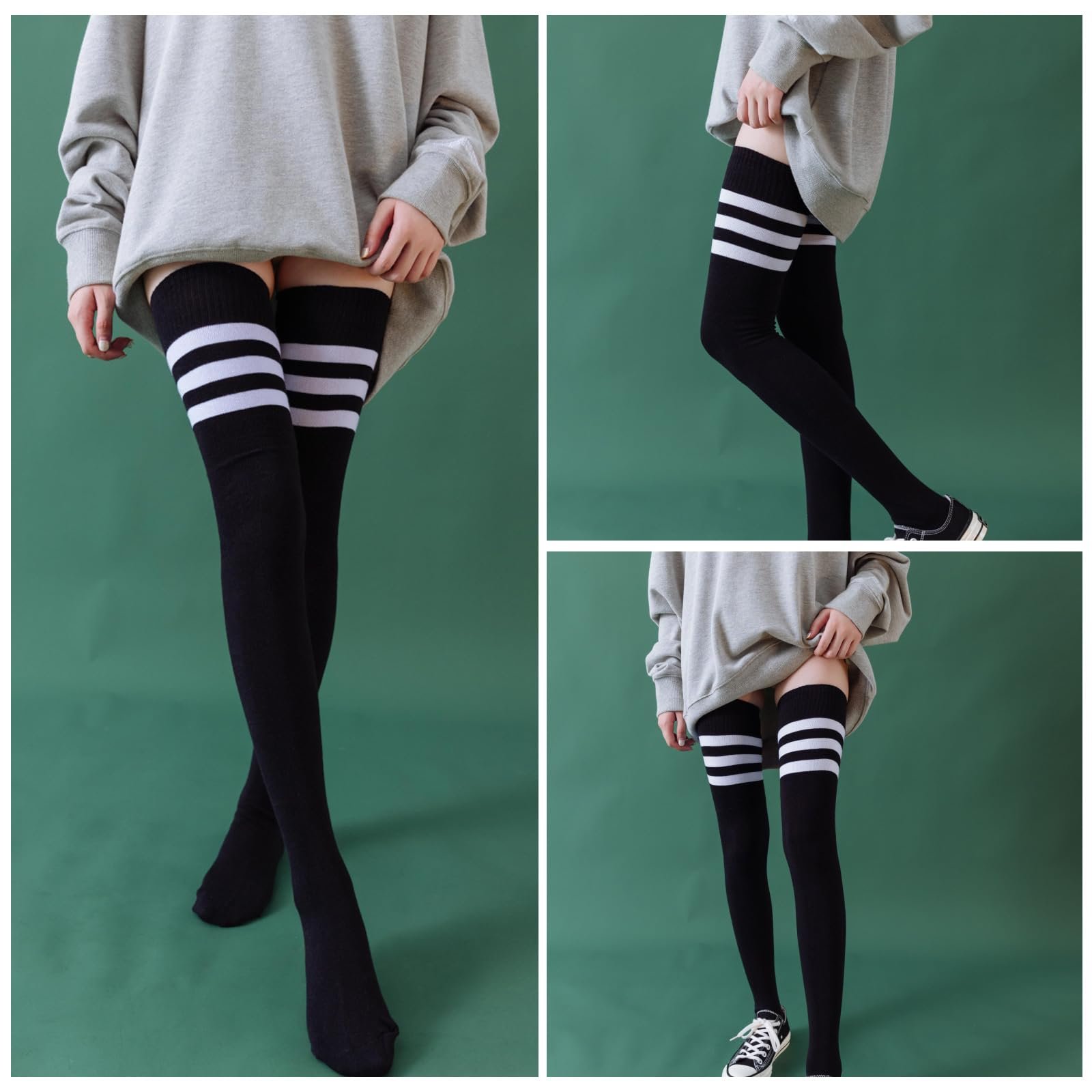 Комплект гольфов выше колена в полоску, 3 пары, фото №7