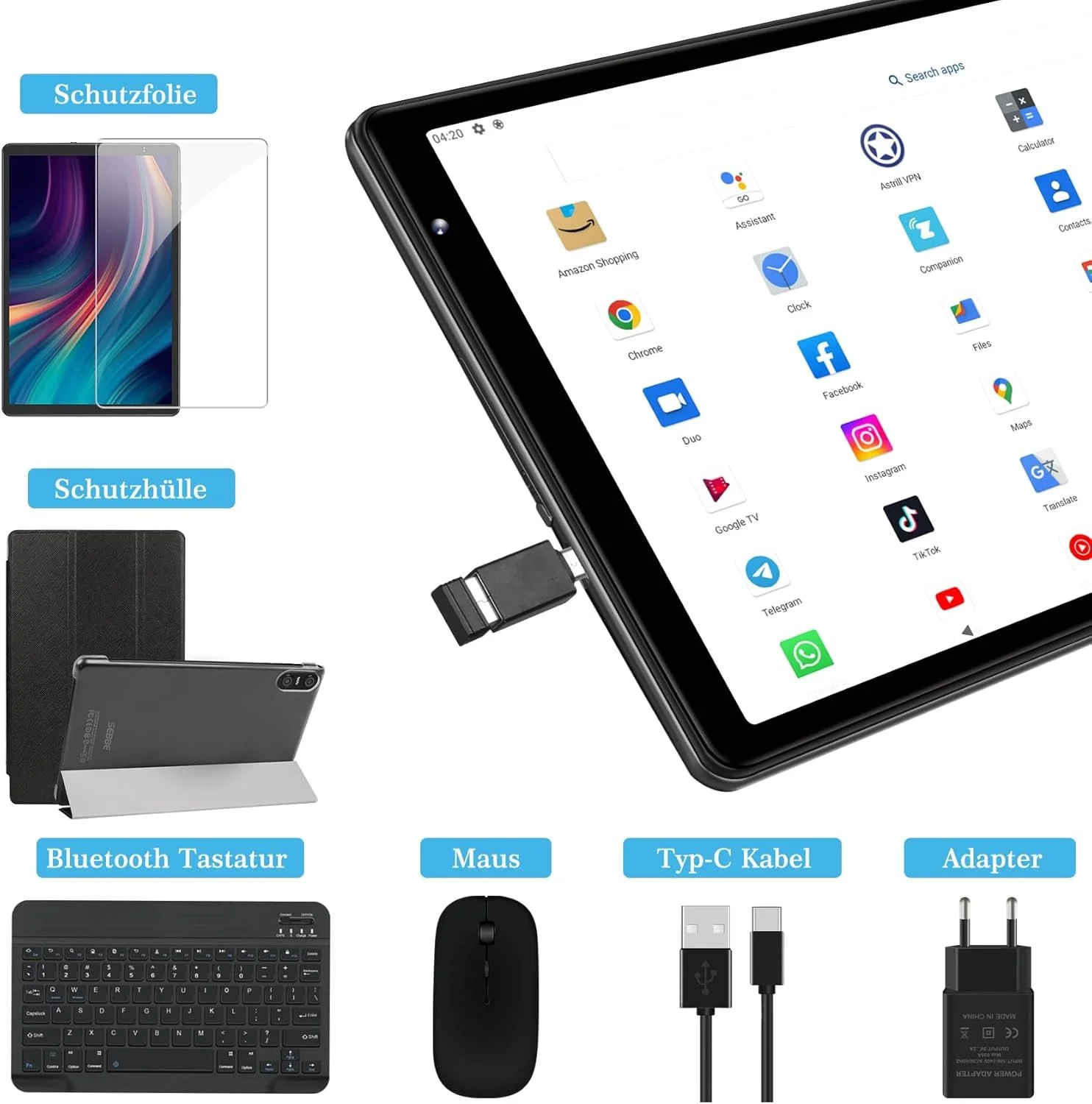 Планшет 10.1" Sebbe S22 6+6/128GB 8 ядер Android 13 6000 mAh Чорний, фото №5