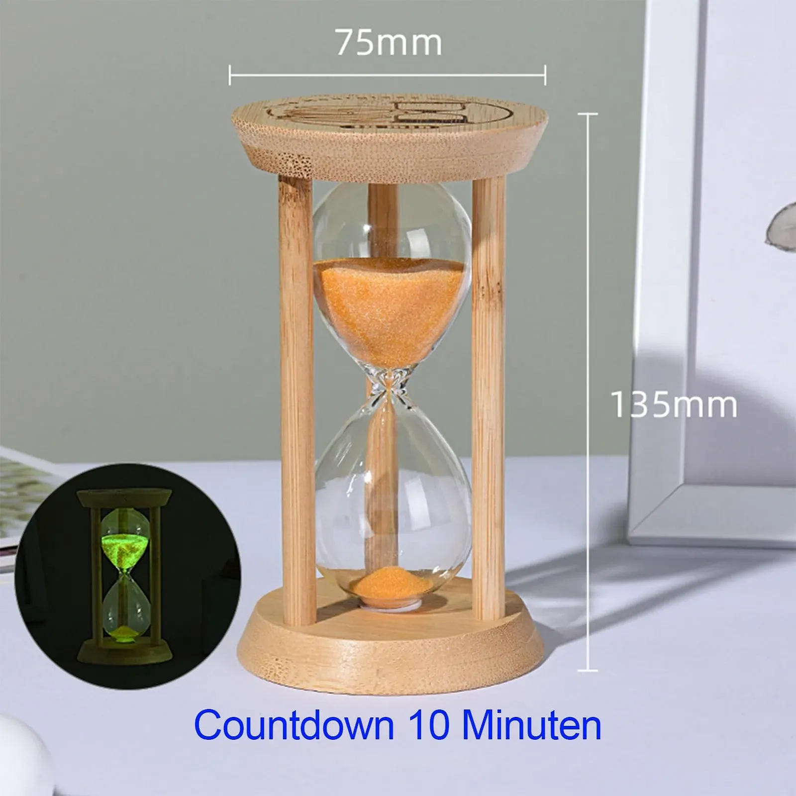 Пісочний годинник Mini Hourglass Світний Дерев'яний 10 хвилин Помаранчевий, фото №9