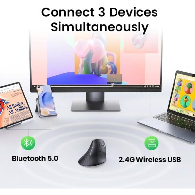 Мышка Ugreen MU008 Vertical Wireless Black (25444), фото №9 Мышка Ugreen MU008 Vertical Wireless Black (25444), фото №9