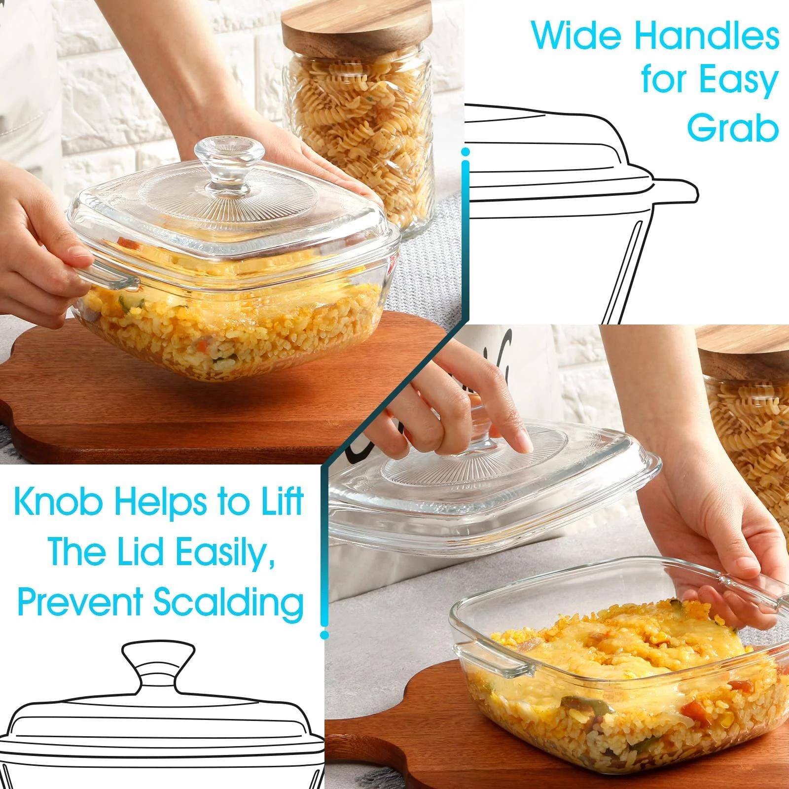 Форма для запекания NUTRIUPS С крышкой Стеклянная 1.2 л 17 см Small, фото №5