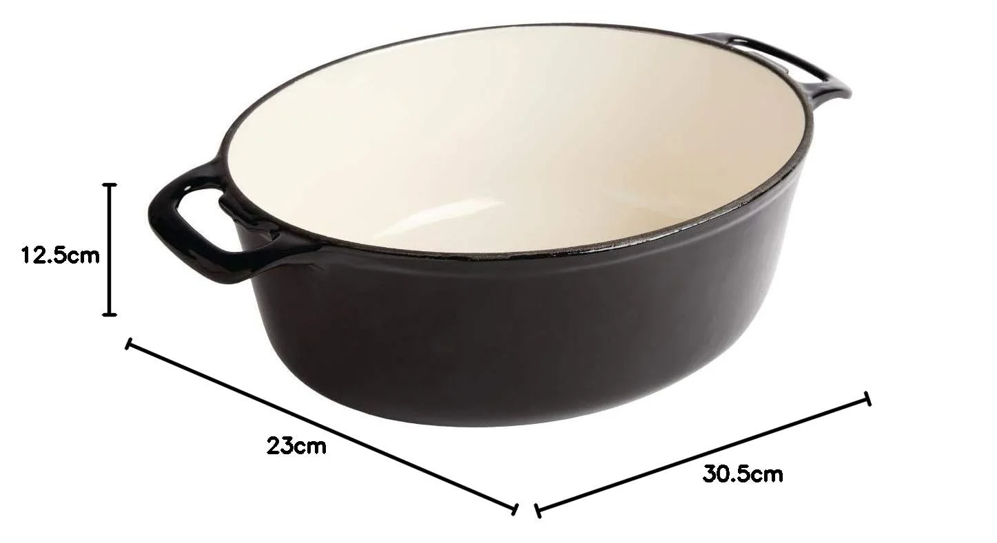 Кастрюля чугунная Vogue овальная GH310 6 литров, большая, черная, фото №5