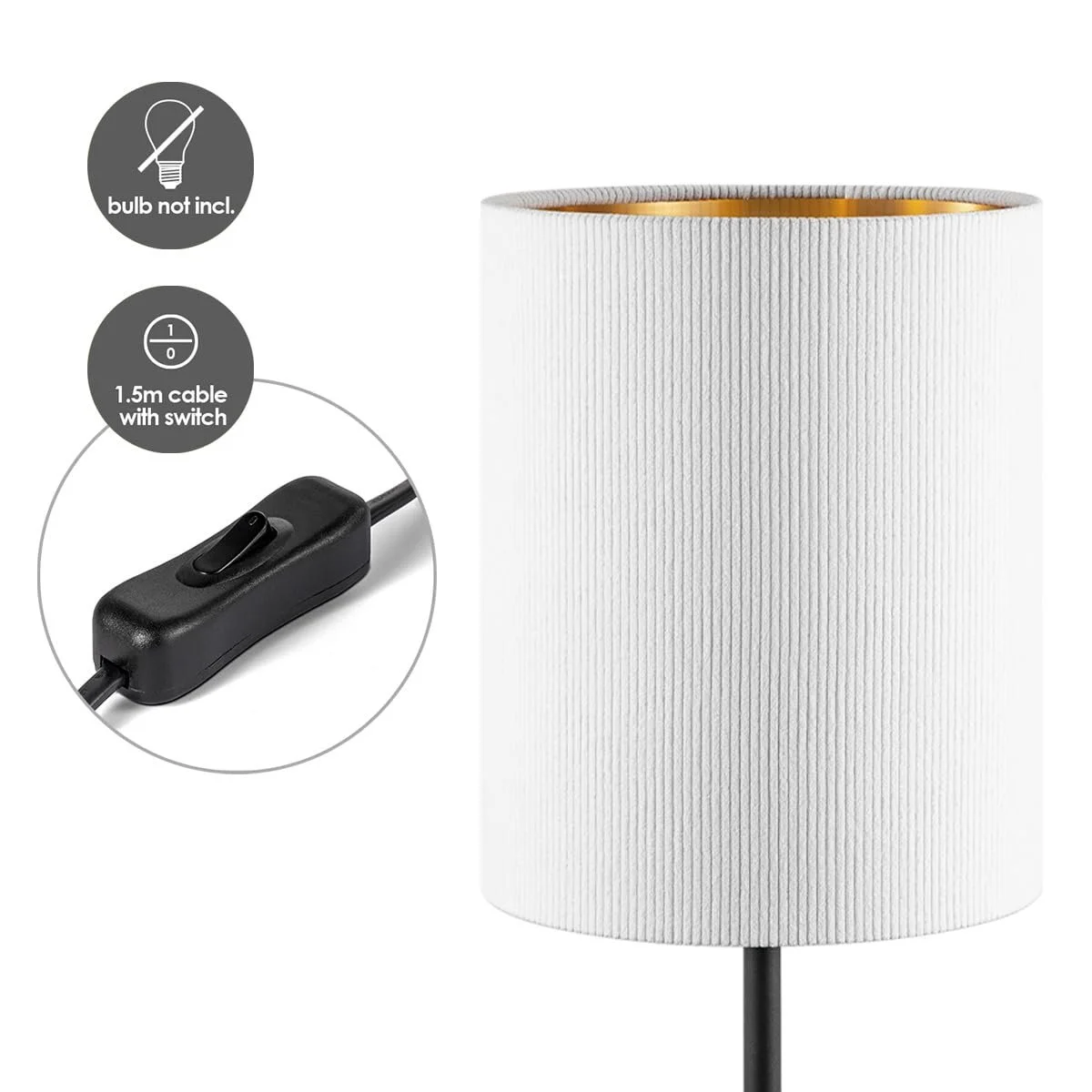 Настільна лампа Home Sweet Home Scandinavian LED циліндрична вельветовий абажур E27 20 x 40 см Біла, фото №3