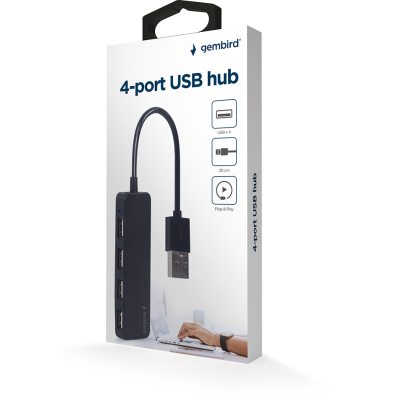 Концентратор Gembird USB 2.0 4 ports black (UHB-U2P4-06), фото №3