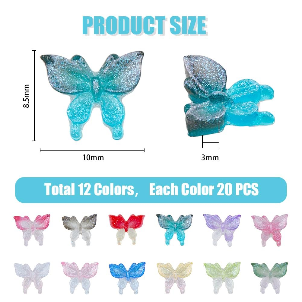 Кабошони для нігтів Метелик 240 шт 12 кольорів 3D Блискучі Манікюрні, фото №2