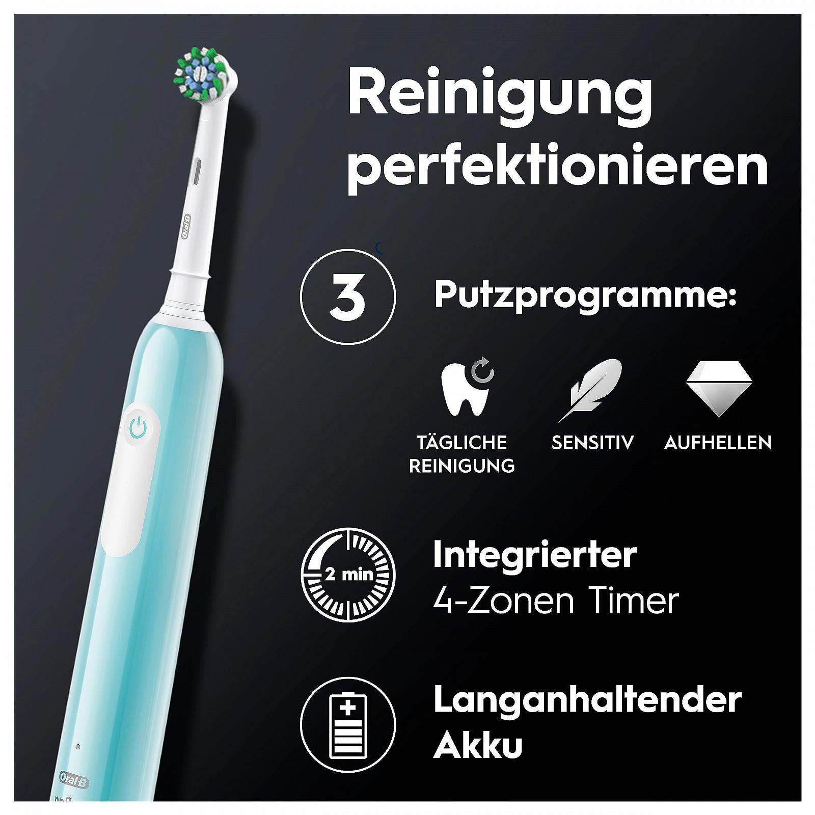 Зубна щітка електрична Oral-B Pro Series 1, 3 режими, датчик тиску, дорожній футляр, синій, фото №3