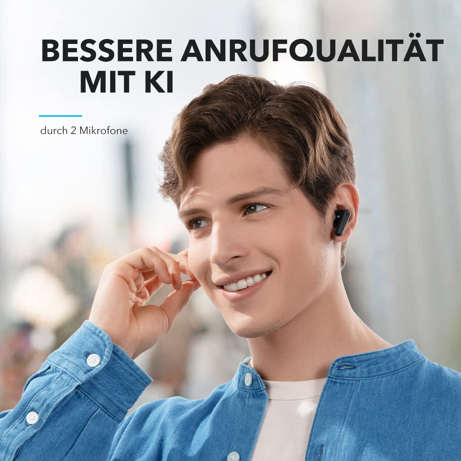 Навушники Вкладки soundcore by Anker P20i Бездротові Bluetooth, 10 мм драйвер, Bluetooth 5.3, регульований еквалайзер, 30 годин відтворення, IPX5 водонепроникність, 2 мікрофони з AI, Одиночне використання, Чорний, фото №6