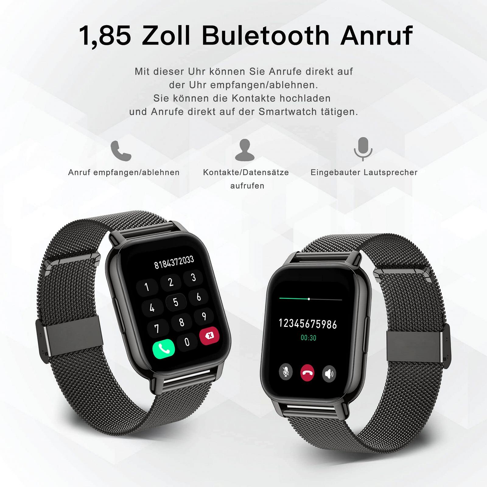 Смарт-годинник Popglory з голосовим помічником, 100+ спортивних режимів, Bluetooth-дзвінки, монітор SpO2, артеріального тиску, серцевого ритму, крокомір, монітор сну, 2 ремінця, фото №2