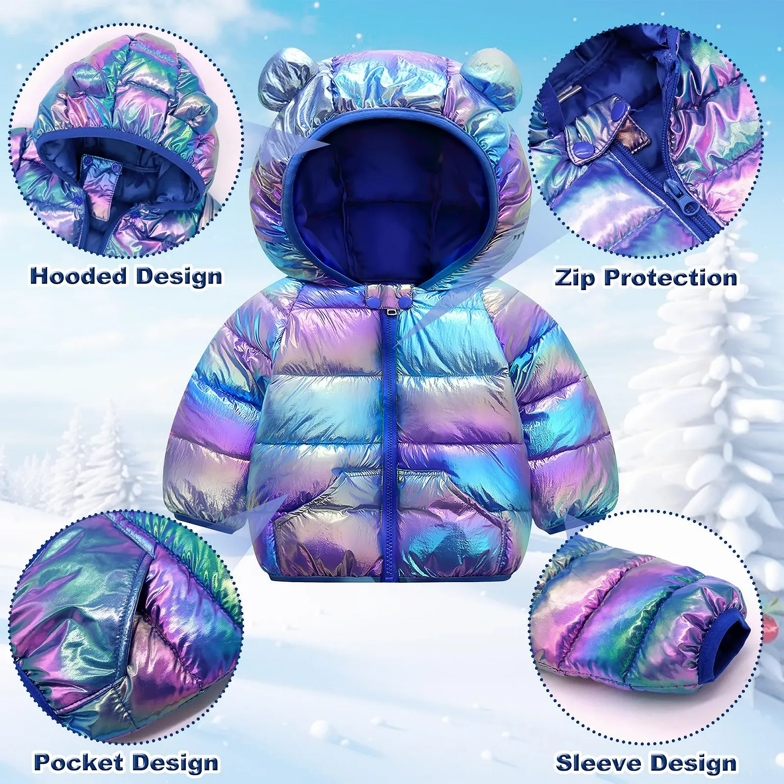 Зимова куртка JinBei для хлопчиків і дівчаток, стьобана, фото №5