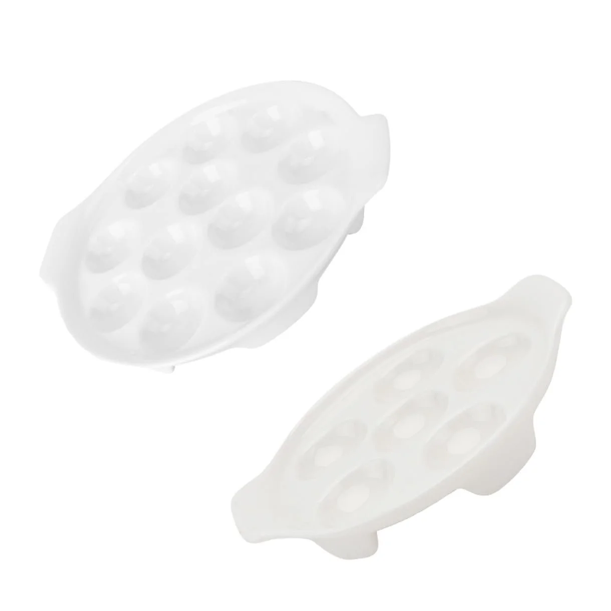 Форма для запекания улиток 2 шт. белая керамическая с отверстиями и ручками, фото №1