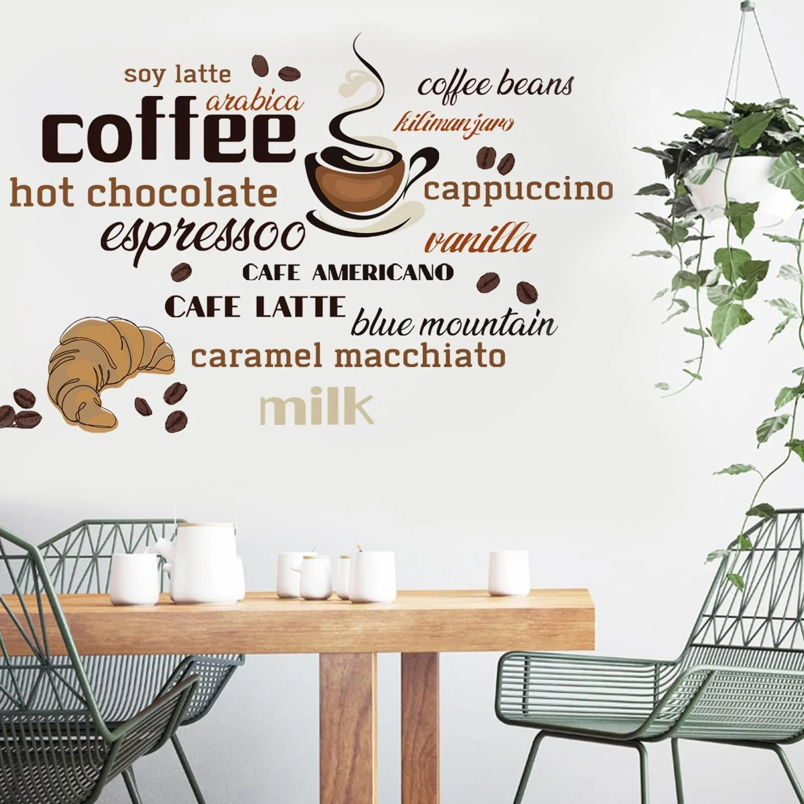 Наклейка на стену Coffee Cup Coffee Beans Art Font 60 x 30 см, фото №5