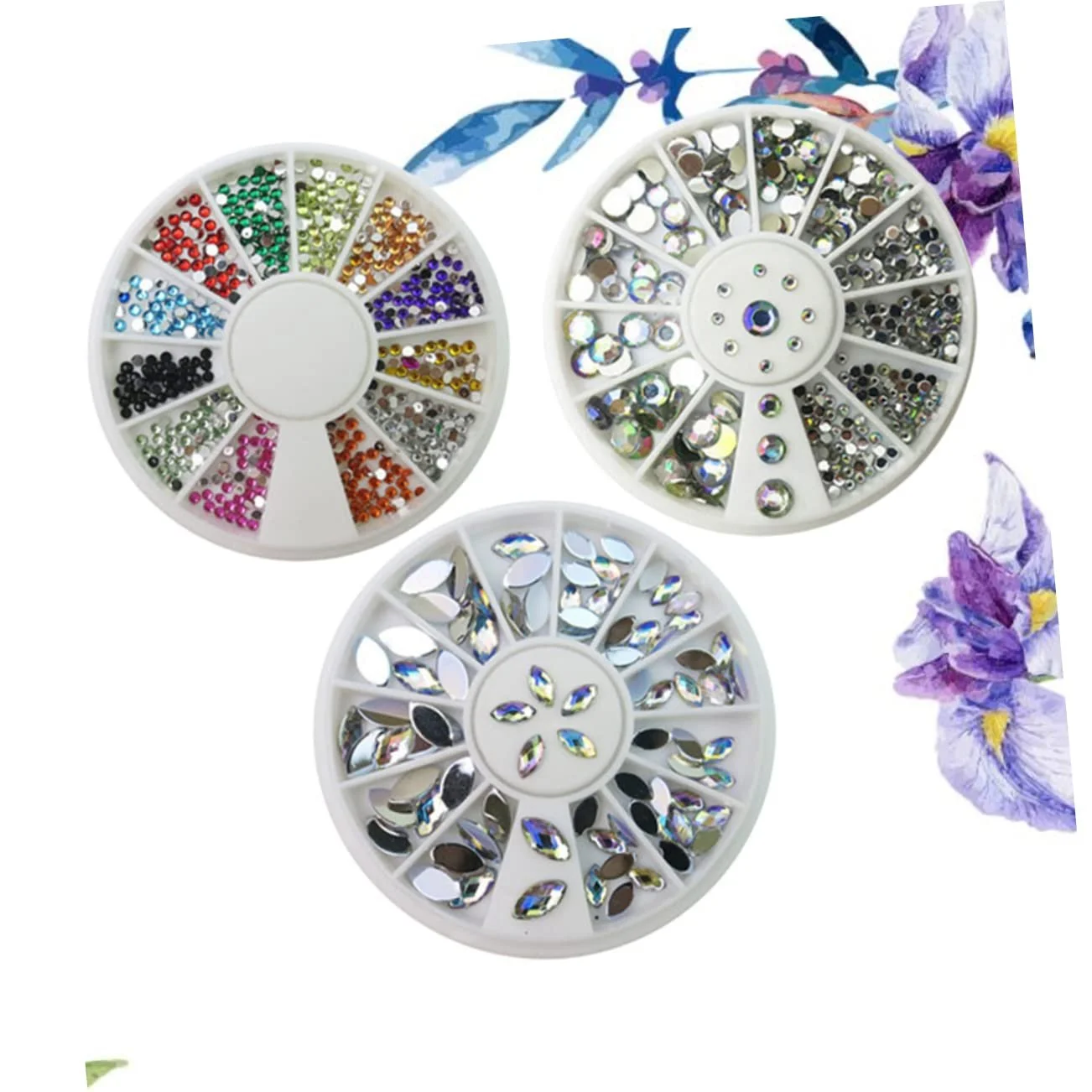 Набор страз для ногтей Healvian 6 шт. Блестящие Стразы для дизайна ногтей Разноцветные Бриллианты, фото №3