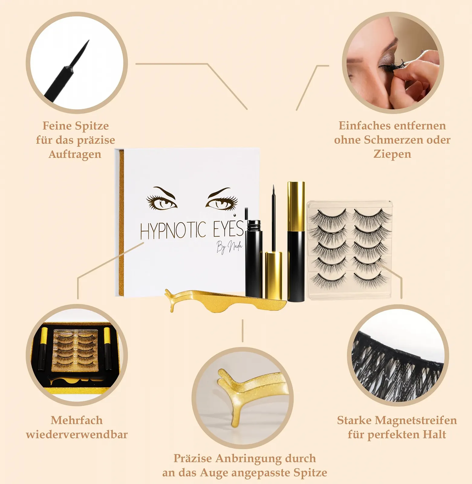 Магнитные ресницы HYPNOTIC EYES с подводкой, фото №2