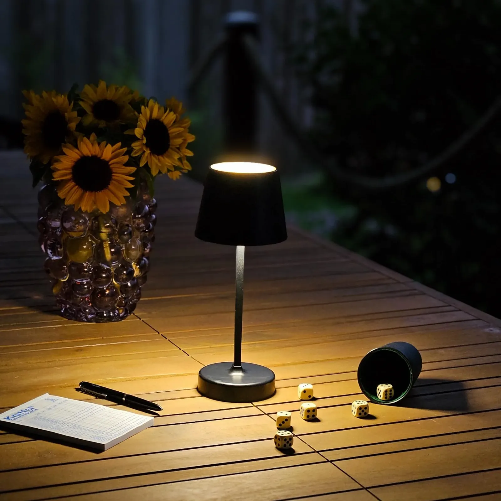 Настільна лампа LED Батарейки Сенсорна 27 см Чорна гладка, фото №3