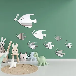 Наклейки на стіну Рибки 3D Mirror Effect 8 шт. золотисті - Фото 1