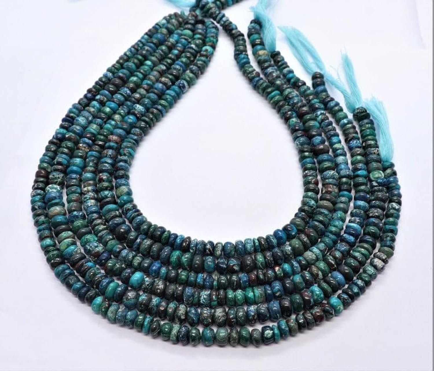 Бусины Хризоколла рондель гладкие 6.5-7 мм, фото №1