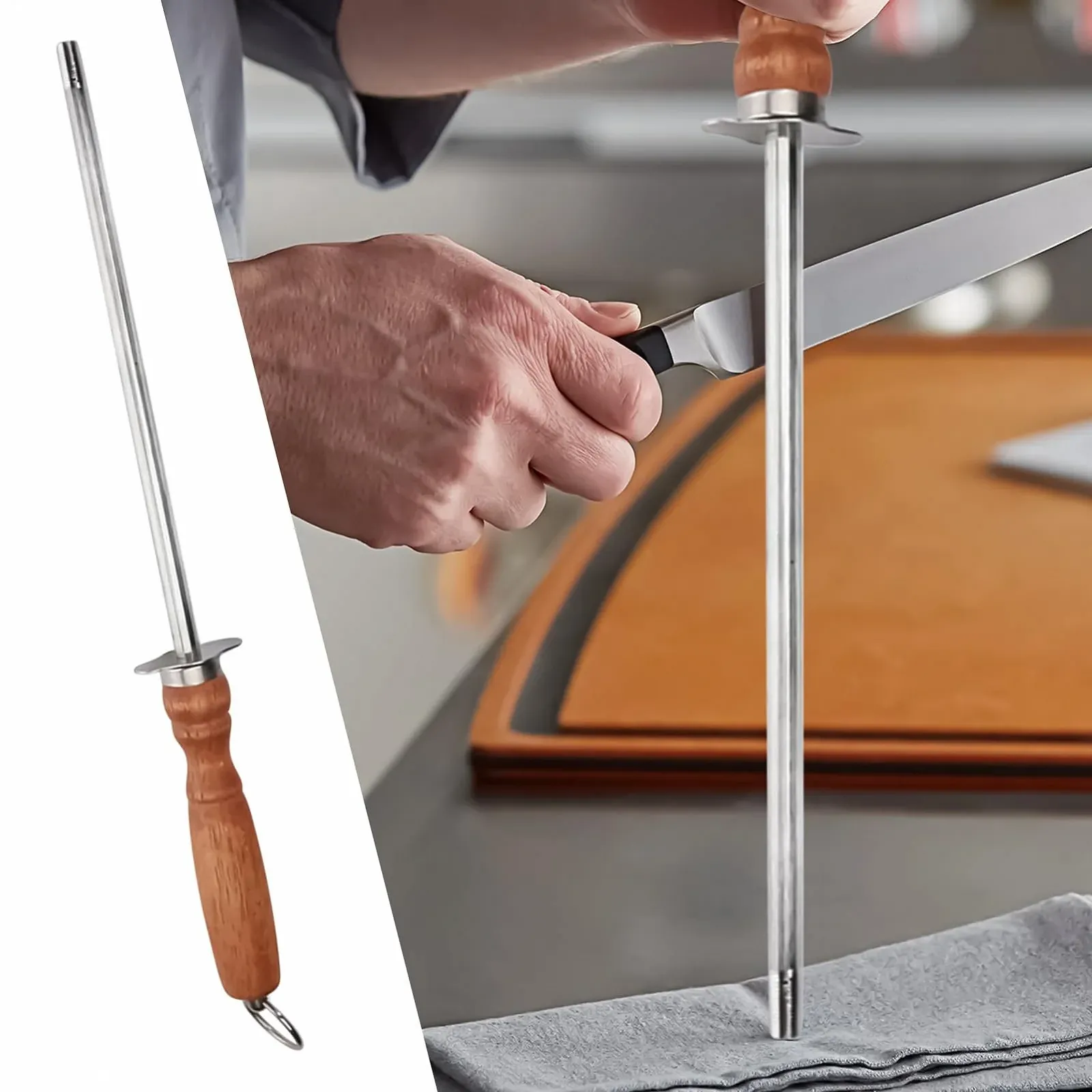 Мусат для заточки ножей 12 дюймов ручной универсальный Sharpening Rod, фото №6