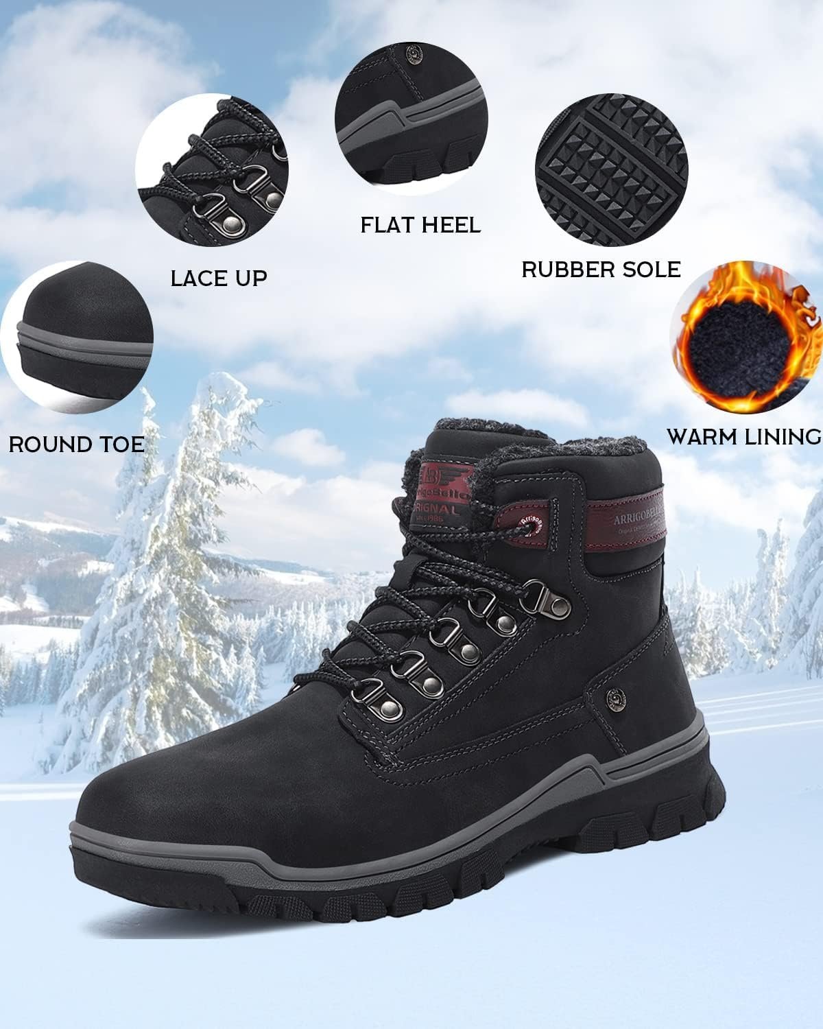 Чоловічі зимові черевики ARRIGO BELLO Lined Non-Slip Warm Cosy Trekking Hiking, фото №3