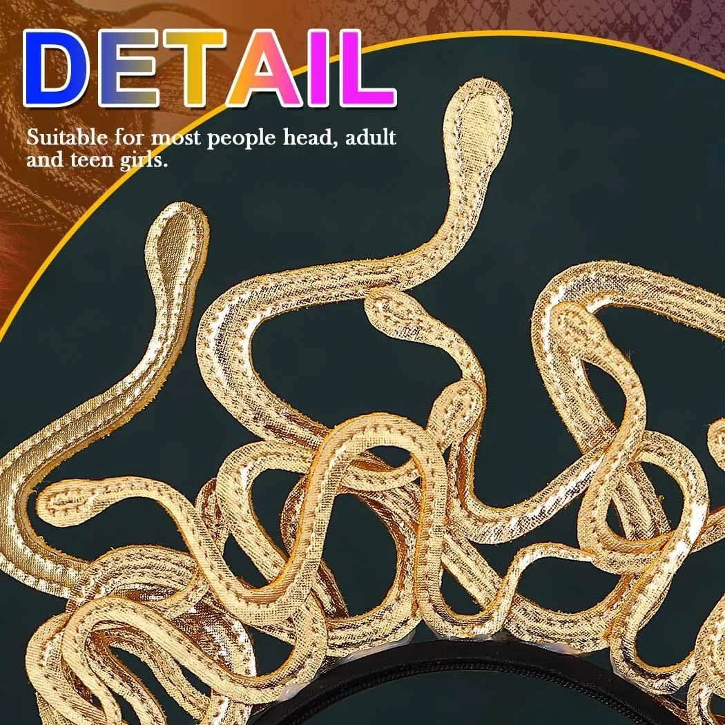 Обруч на голову Змія Медуза Reaky Золотистий, фото №4