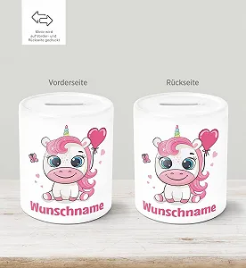 Скарбничка Unicorn персоніфікована з ім'ям біла керамічна для дівчаток synthetic.ua - Фото 1