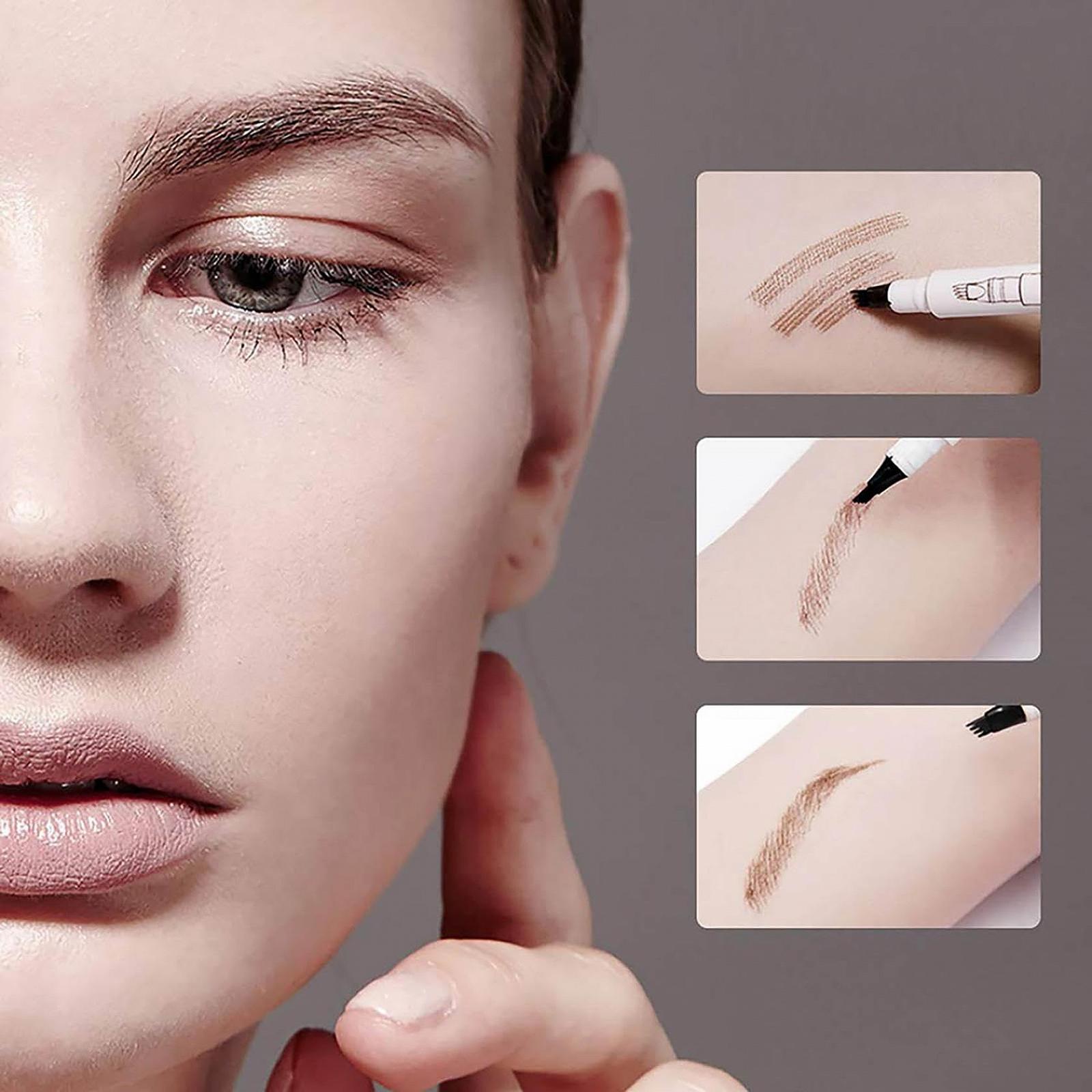 Карандаш для бровей Водостойкий Защита от пота Защита от размазывания Быстрое высыхание Четыре зубца, фото №5