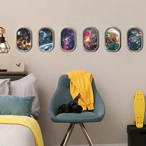 Наклейка на стіну HGDESIGN 3D Window University Galaxy Planet (A) Декор для дому synthetic.ua - Фото 1