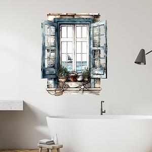 Наклейка на стіну GRAZDesign Морська Акварель Океан 57 x 57 см synthetic.ua - Фото 1