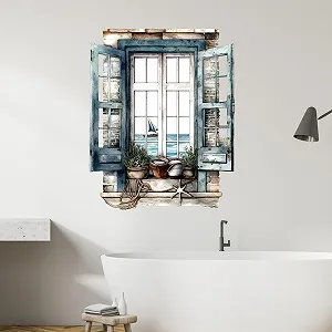 Наклейка на стіну GRAZDesign Морська Акварель Океан 57 x 57 см synthetic.ua - Фото 1