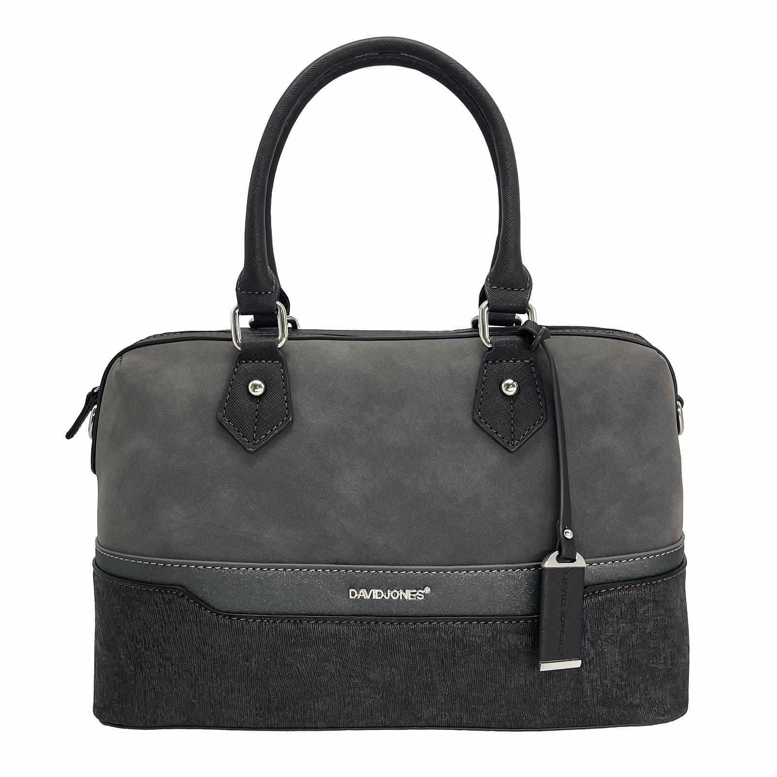 Сумка з верхньою ручкою David Jones Bugatti Polochon Duffle, багатокольорова смугаста, нубук, гліттер, жорстка штучна шкіра, сіро-бежева, фото №1