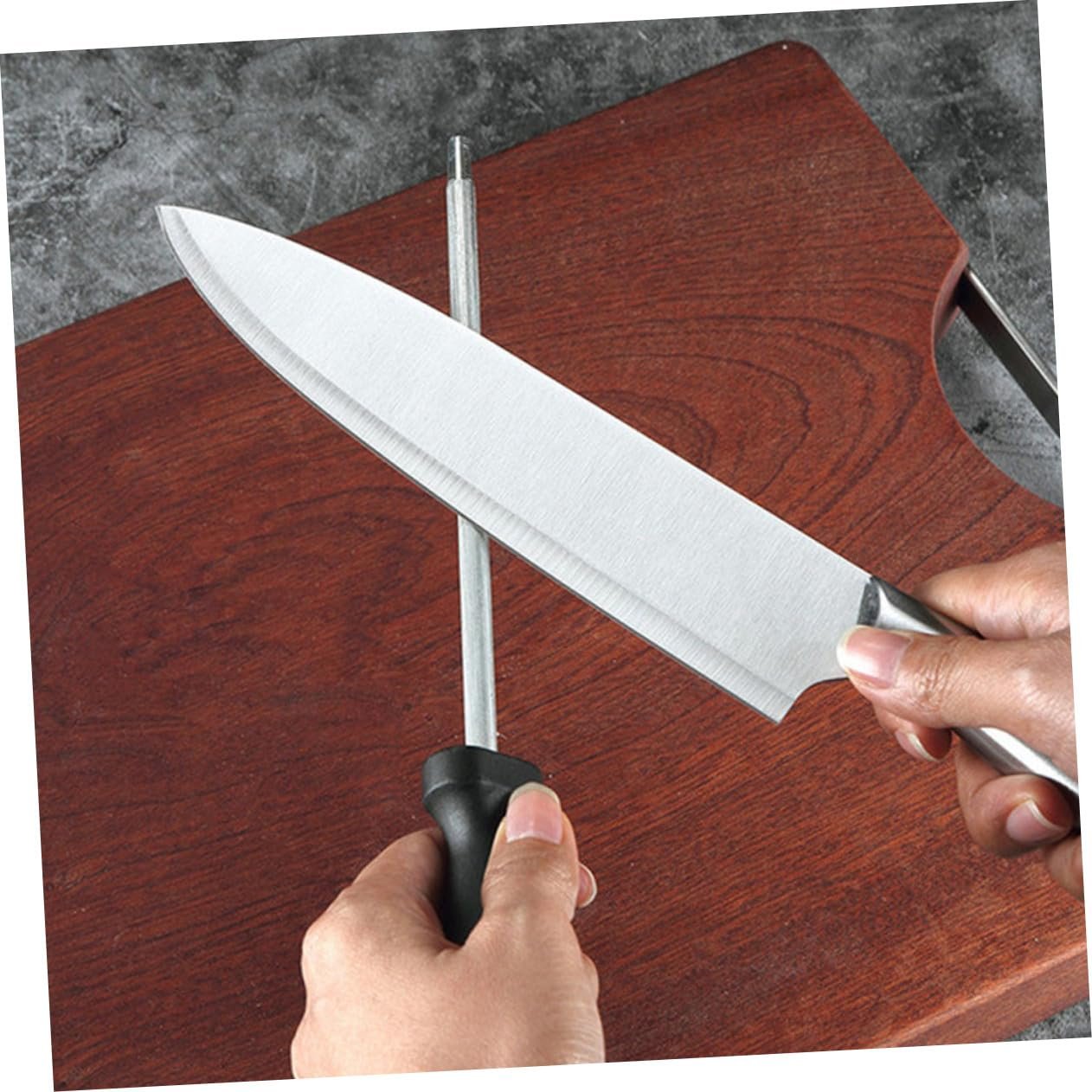 Мусат из нержавеющей стали 2 шт. с эргономичной ручкой для кухонных ножей, фото №7