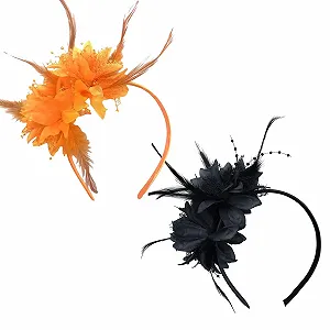 Обруч з пір'ям і штучними квітами (2 шт.) - Фото 1