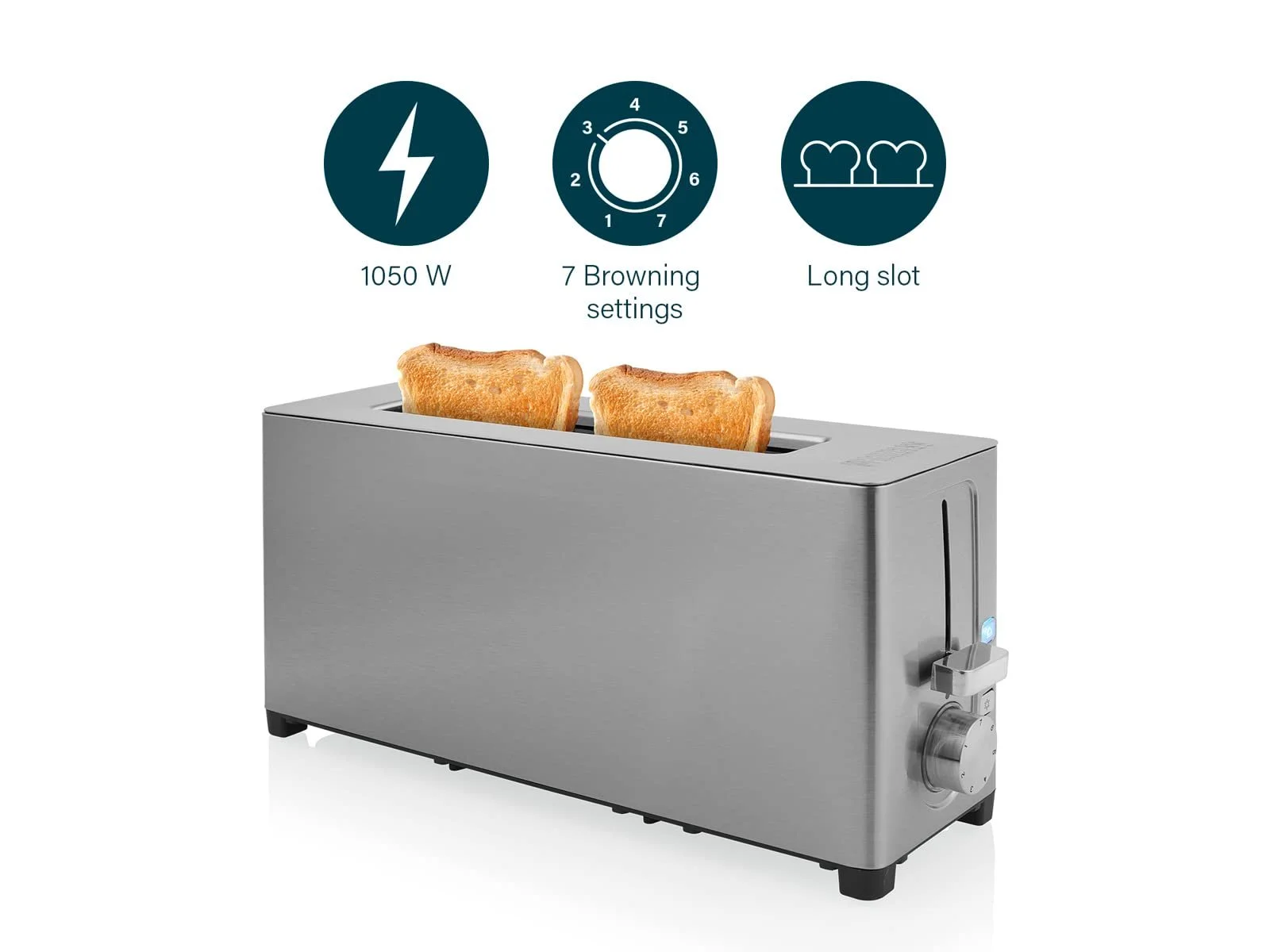 Тостер Princess Steel Long Slot 7 регульованих рівнів 1050 Вт, фото №5