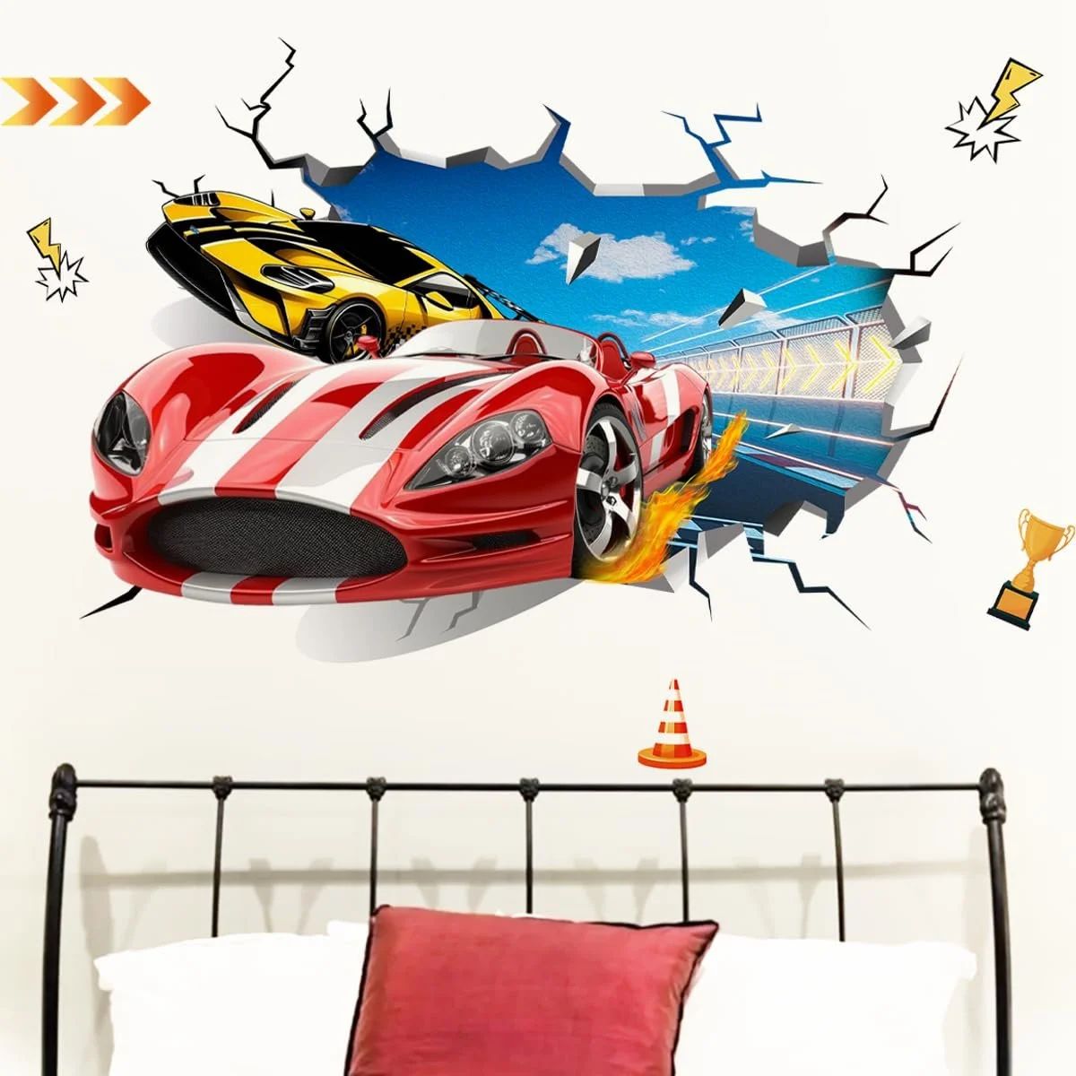 Наклейки на стіну Runtoo 3D Гоночні автомобілі Вінілові, фото №3 Наклейки на стіну Runtoo 3D Гоночні автомобілі Вінілові, фото №3