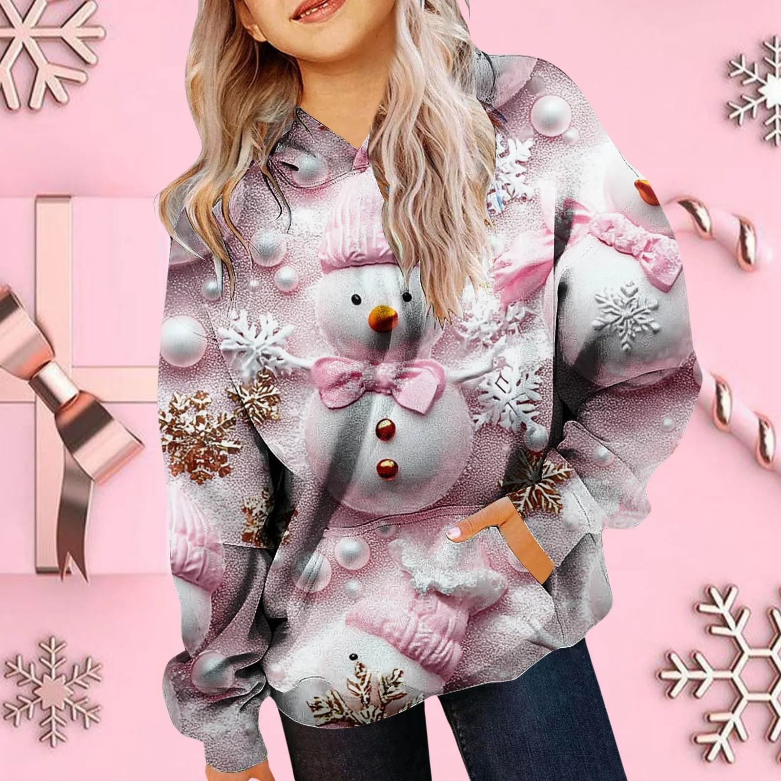 Худі Різдвяне для дівчат, з довгими рукавами, м'яка, фото №3