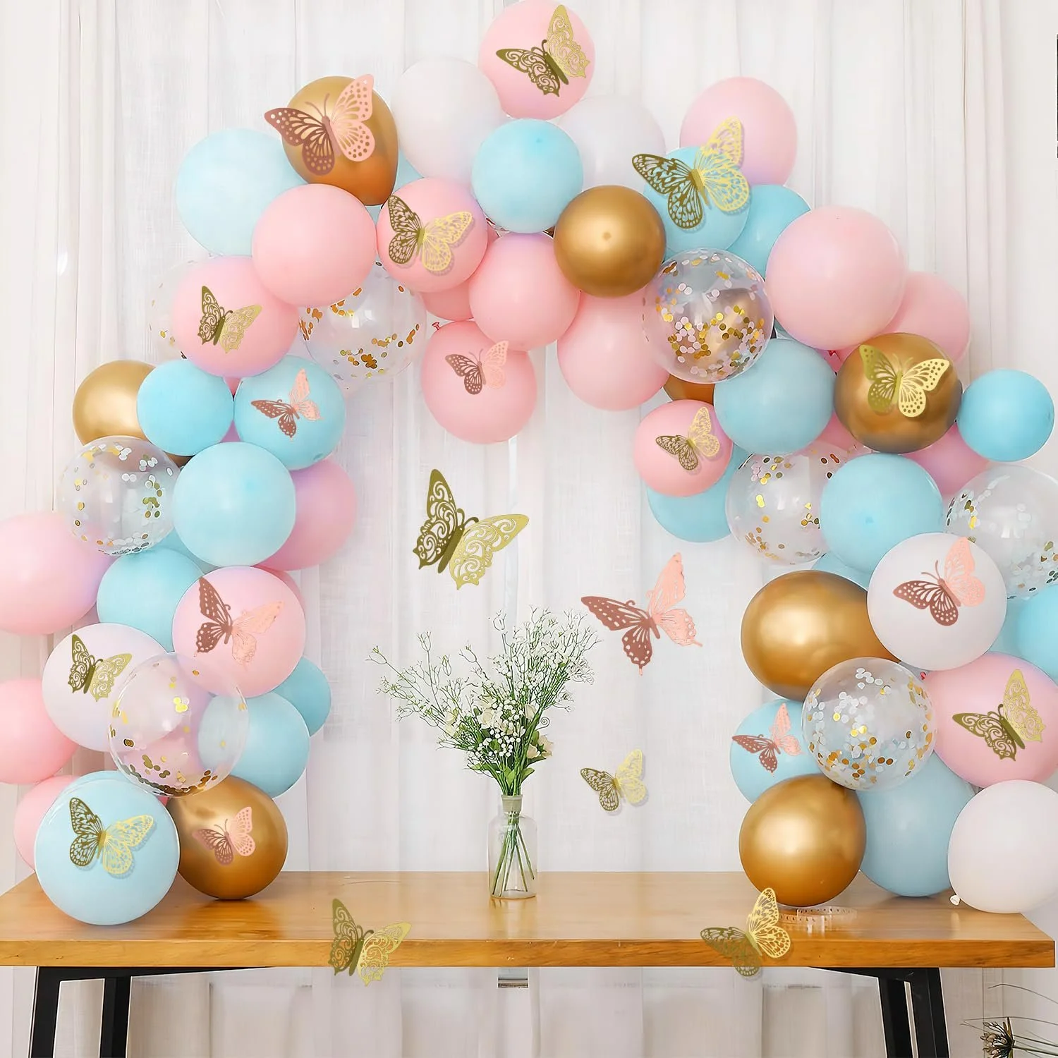 Декоративні наклейки Метелики 3D PET 24 шт. Золото та рожеве золото, фото №2 Декоративні наклейки Метелики 3D PET 24 шт. Золото та рожеве золото, фото №2