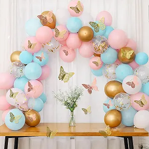 Декоративні наклейки Метелики 3D PET 24 шт. Золото та рожеве золото synthetic.ua - Фото 1