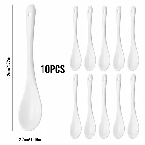 Набор ложек 10 шт, фарфоровые ложки для яиц, белые ложки для яиц, чайные ложки, сервировочные ложки, кофейные ложки, десертные ложки, ложки для мокко, ложки для соуса, 12 см synthetic.ua - Фото 1