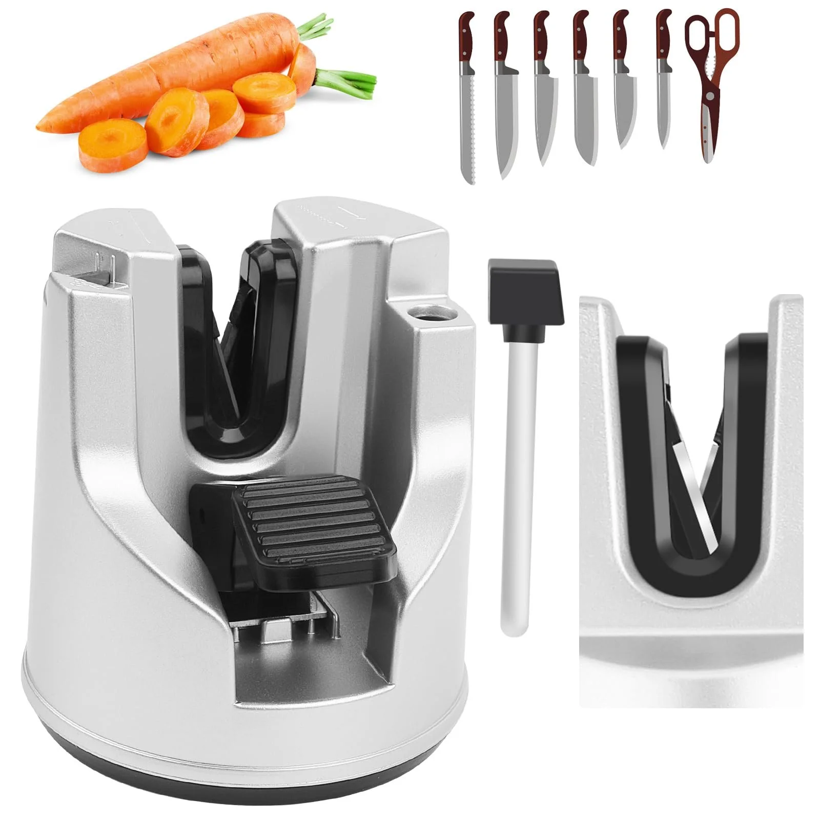 Точилка для ножів та ножиць з присосками та регульованим кутом заточування, фото №1