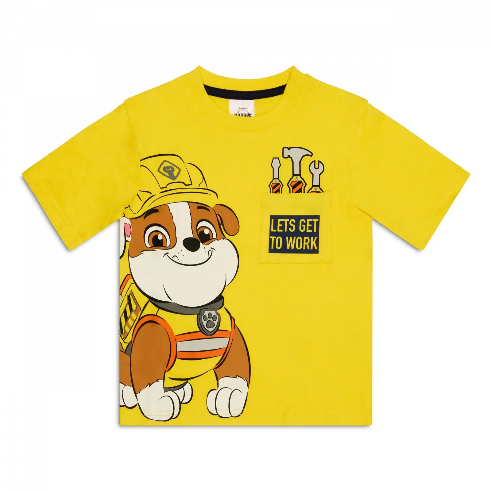 Комплект детской пижамы (футболка и шорты) Paw Patrol Rubble, 100% хлопок, для мальчиков, фото №5