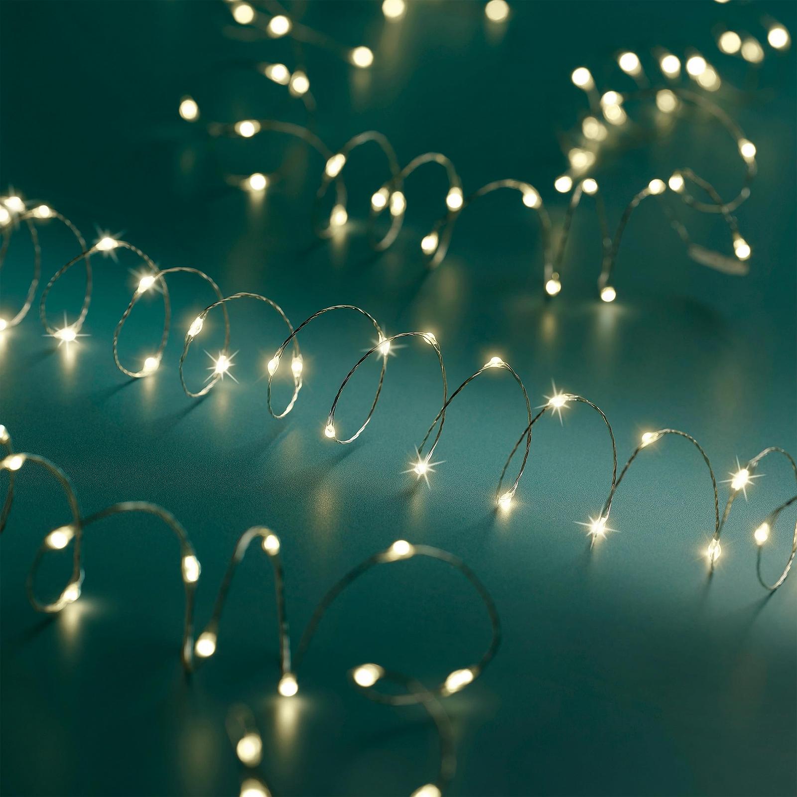 Гірлянда світлодіодна Spetebo, 5 м, 100 LED, теплий білий, на срібному дроті, фото №4