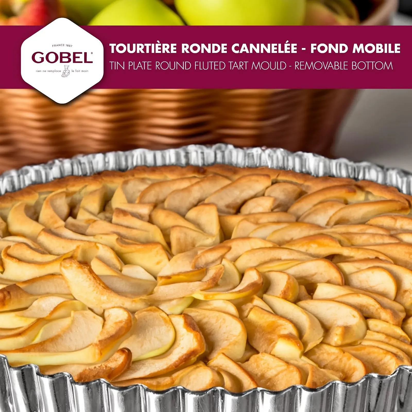 Форма для выпечки Gobel 126442 Круглая со съемным дном Жесть Рифленая, фото №5