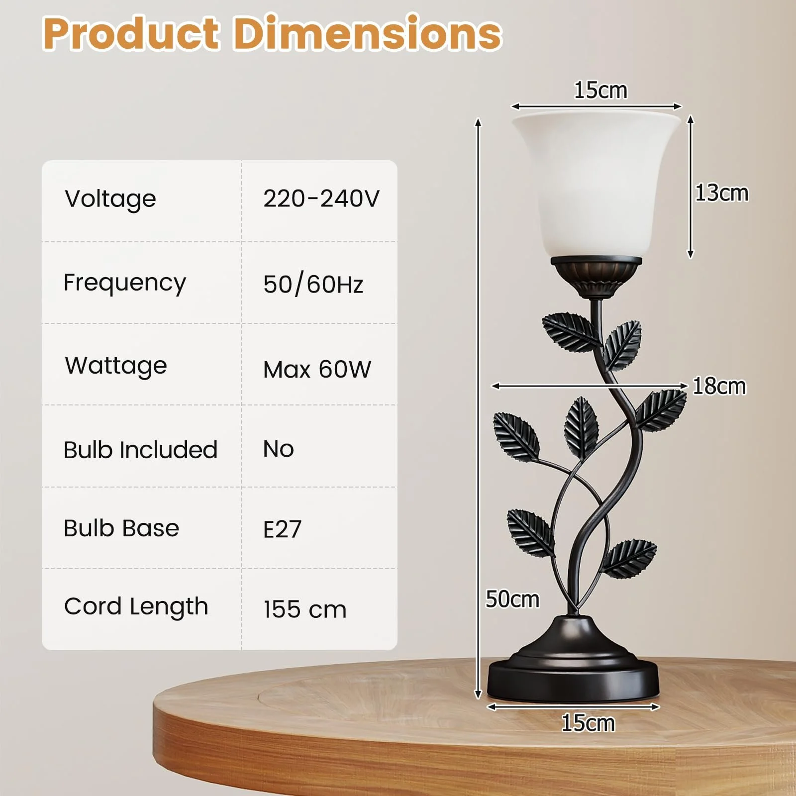 Настільна лампа FANTASK Tulip Glass Lampshade E27, фото №6