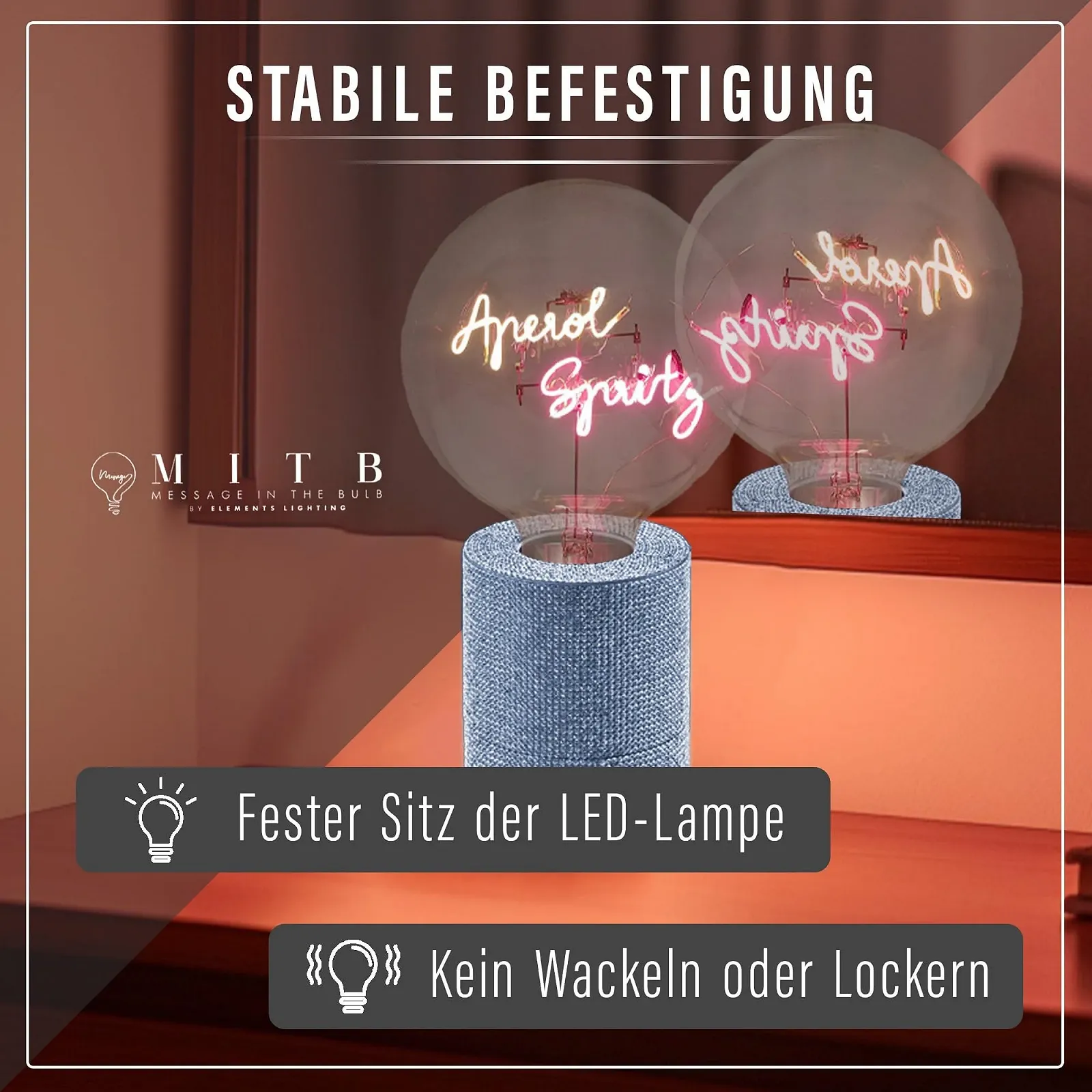 Основание для лампы Elements Lighting Fitz E27 Blue Glitter, фото №3