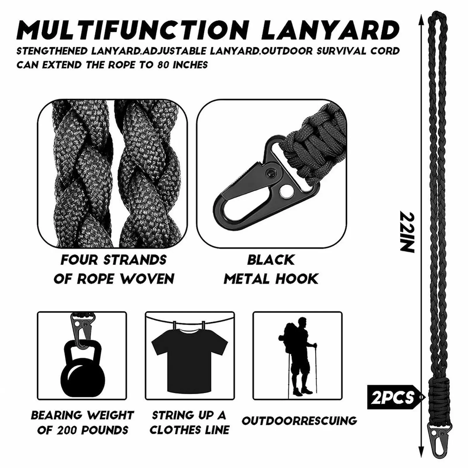 Брелок плетеный Heavy Duty Paracord для ключей. Упаковка, фото №5