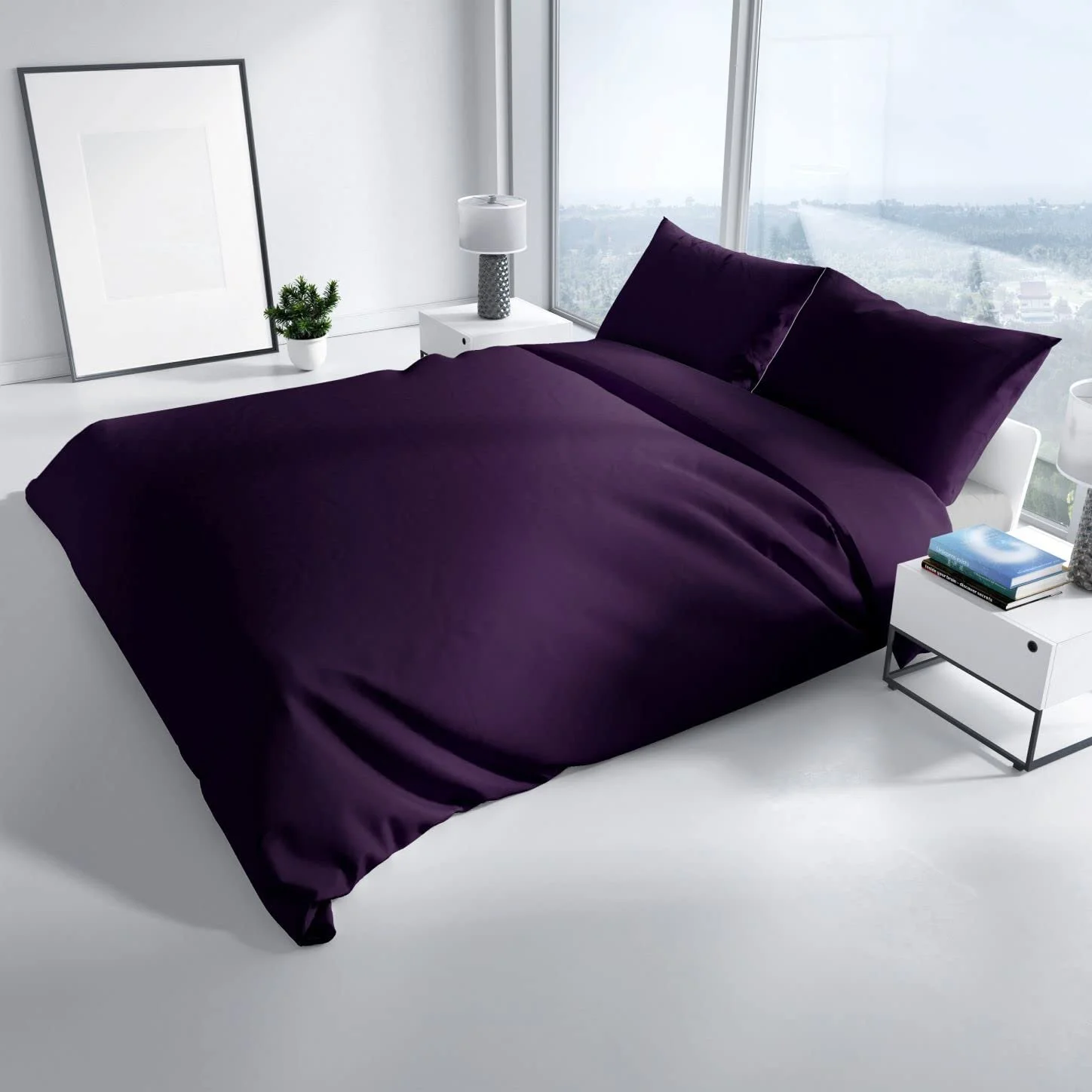 Постельное белье Leonado Vicenti хлопок однотонное 135 x 200 см 155 x 200 см 155 x 220 см 200 x 200 см 200 x 220 см 220 x 240 см 2 предмета фиолетовый, фото №4