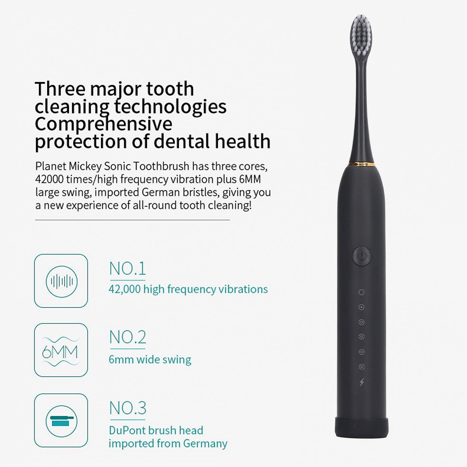 Електрична зубна щітка Fafeicy 6 режимів IPX7 Black, фото №3